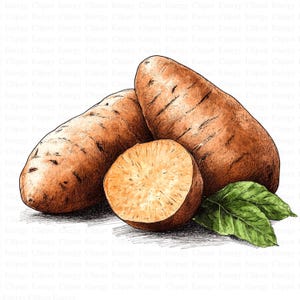 Clipart de batata en acuarela / 5 archivos JPG de alta calidad / Descarga digital / Gráficos agrícolas / Alimentos / Alimentos saludables / Clip Art / Creación de tarjetas