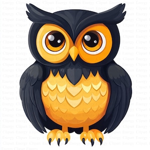 Uil-clipart | 5 JPG's van hoge kwaliteit | Digitale download | Vogelkunst | Grafische uil | Ontwerp voor nachtdieren | Clipart | Aquarelkunst