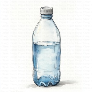 Clipart bouteille d'eau | 5 fichiers JPG de haute qualité | Téléchargement numérique | Art de l'hydratation | Illustration de l'eau | Oeuvre d'art imprimable | Journaux indésirables