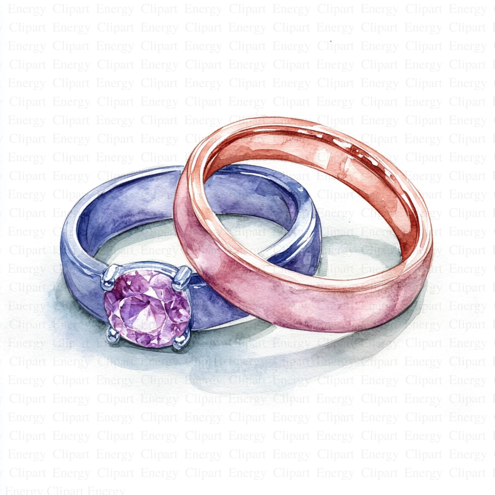 Watercolor Wedding Rings Clipart | 5 High Quality Jpg's | Digital ...