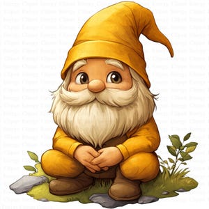 Clipart gnomo dorato / 5 JPG di alta qualità / Download digitale / Gnomo di lusso / Gnomo fantasy / Arte magica / Stampabile / Creazione di biglietti
