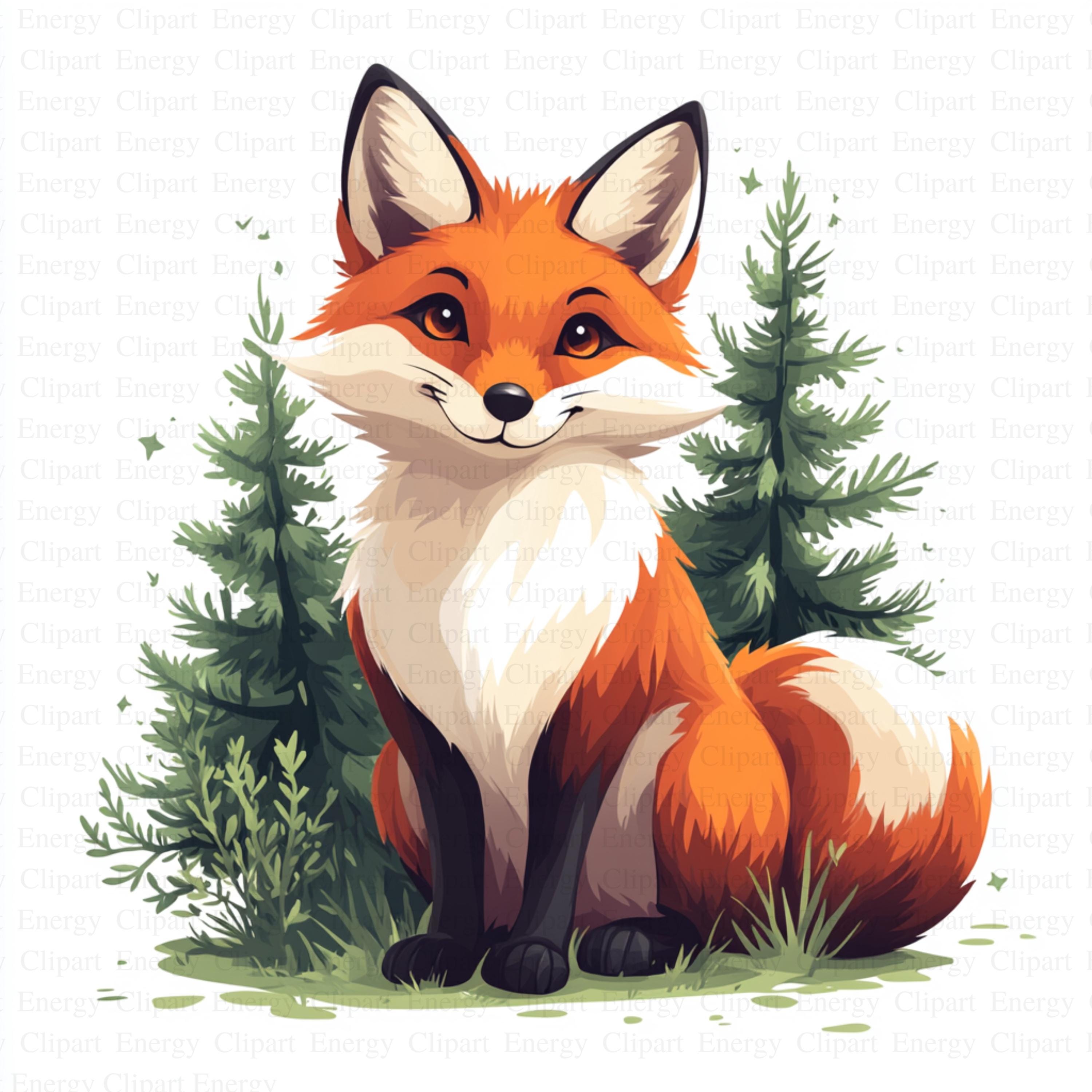 Fox Clipart | 5 High Quality JPG's | Digital Download | Forest Animal Art | Fox Graphic | Animal | Clipart pictures | Wildlife | Mixed Meda