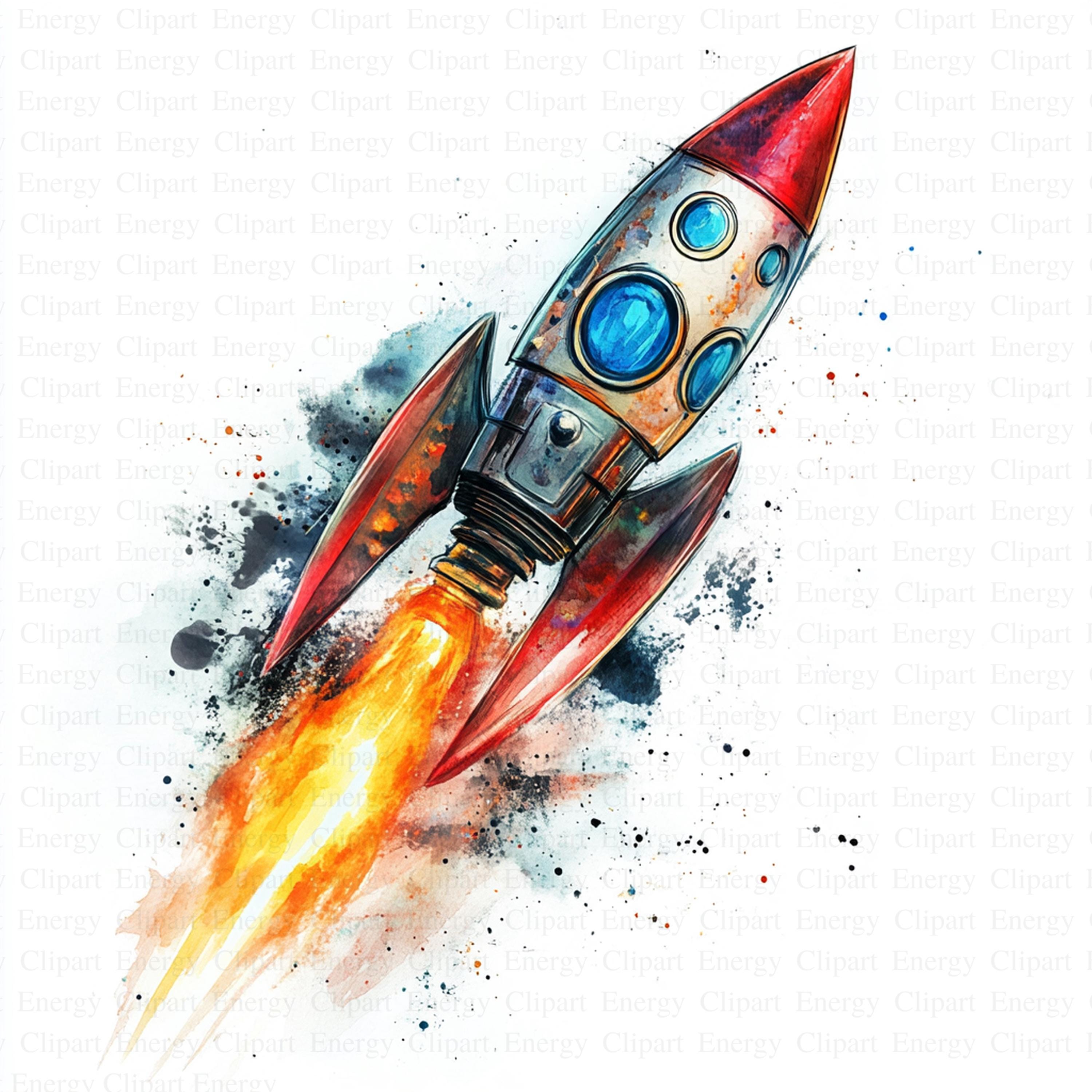 ロケット船のクリップアート | 5つの高品質JPG | デジタルダウンロード