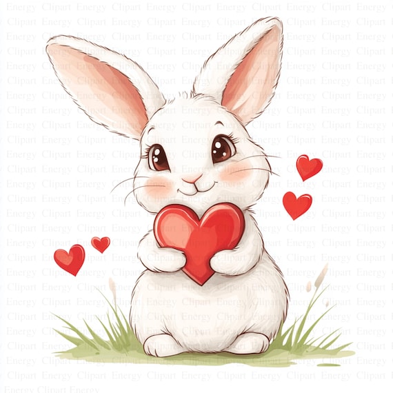 Cute Love Bunny Clipart | 5 High Quality Jpg's | Digital Download