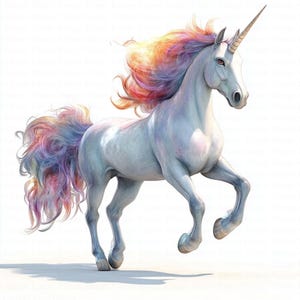Cartoon Unicorn Clipart | 5 High Quality JPGs | Digital Download | Fantasy Unicorn | Printable Watercolor Clipart | Paper Craft | Wall Art