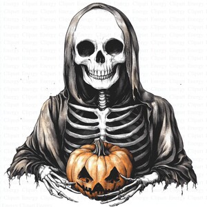 Halloween Skeleton Clipart | 5 High Quality JPGs | Digital Download | Wall Art | Skull Clipart | Printable Watercolor Clipart | Paper Craft