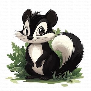 Clipart di puzzole / 5 JPG di alta qualità / Download digitale / Arte della fauna selvatica / Grafica di puzzole / Design del bosco / Diari di scarto
