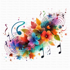 Music Notes Clipart | 5 High Quality JPG&#39;s | Digital Download | Musical Art | Music Symbol Art | Music Illustration | Digital Artwork Pack