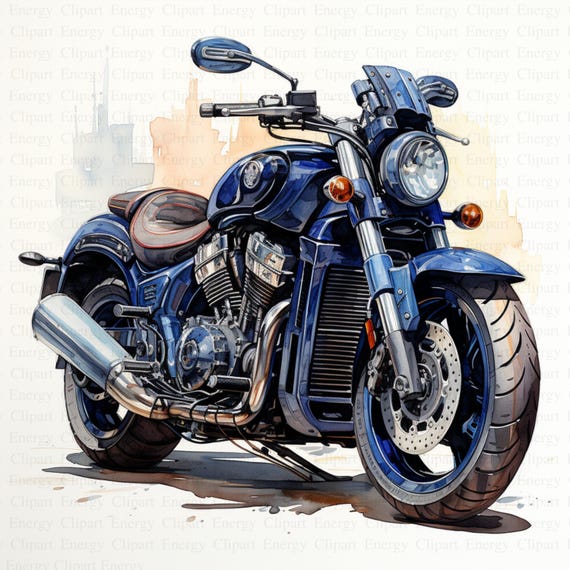 水彩バイク クリップアート | 5 つの高品質 JPG | デジタル