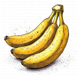 Bananen Clipart | 5 hochwertige JPGs | Digitaler Download | Tropische Früchte Comic Art Kunst | Spaß Illustration | Druckbare Kunst | Kartenherstellung