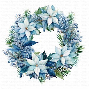 Frosty Christmas Wreath Clipart | 5 High Quality JPGs | Digital Download | Digital Clipart | Printable Watercolor Clipart | Paper Craft