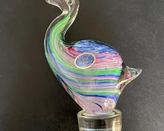Vintage Lavorazione Arte Murano Art Glass Duck Bird Figurine, Paperweight, Made in Italy Pre-Owned