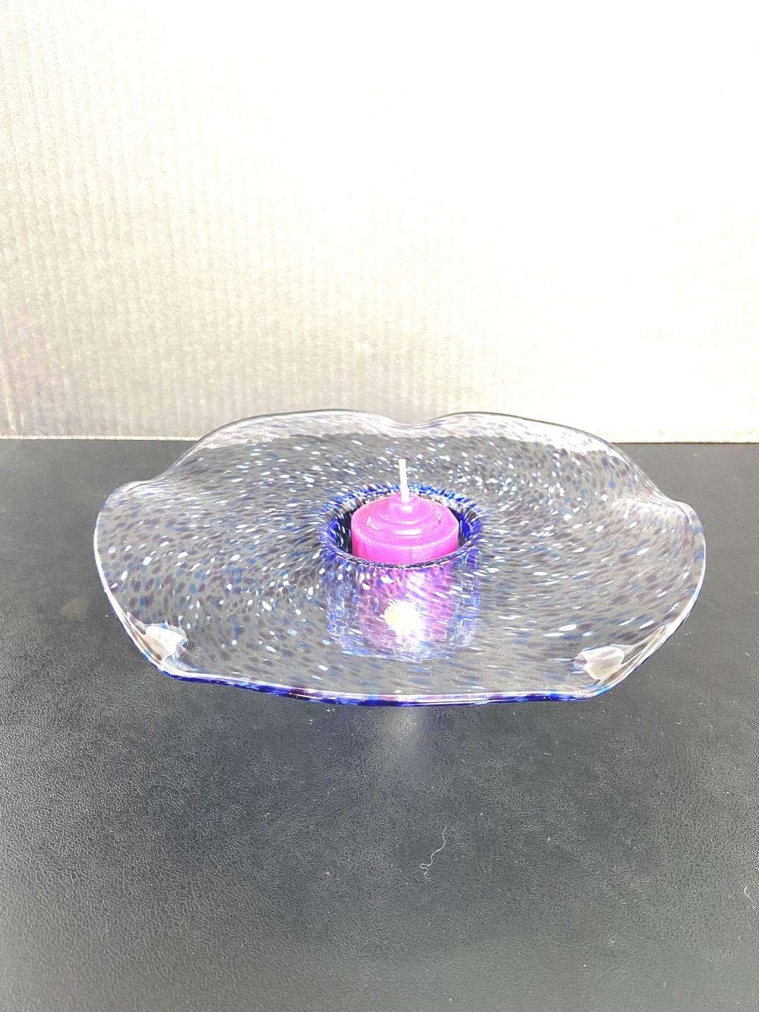 Vintage Round Glass Wide Rim Wavy Vase or Votive Candle Holder 7.5 ...