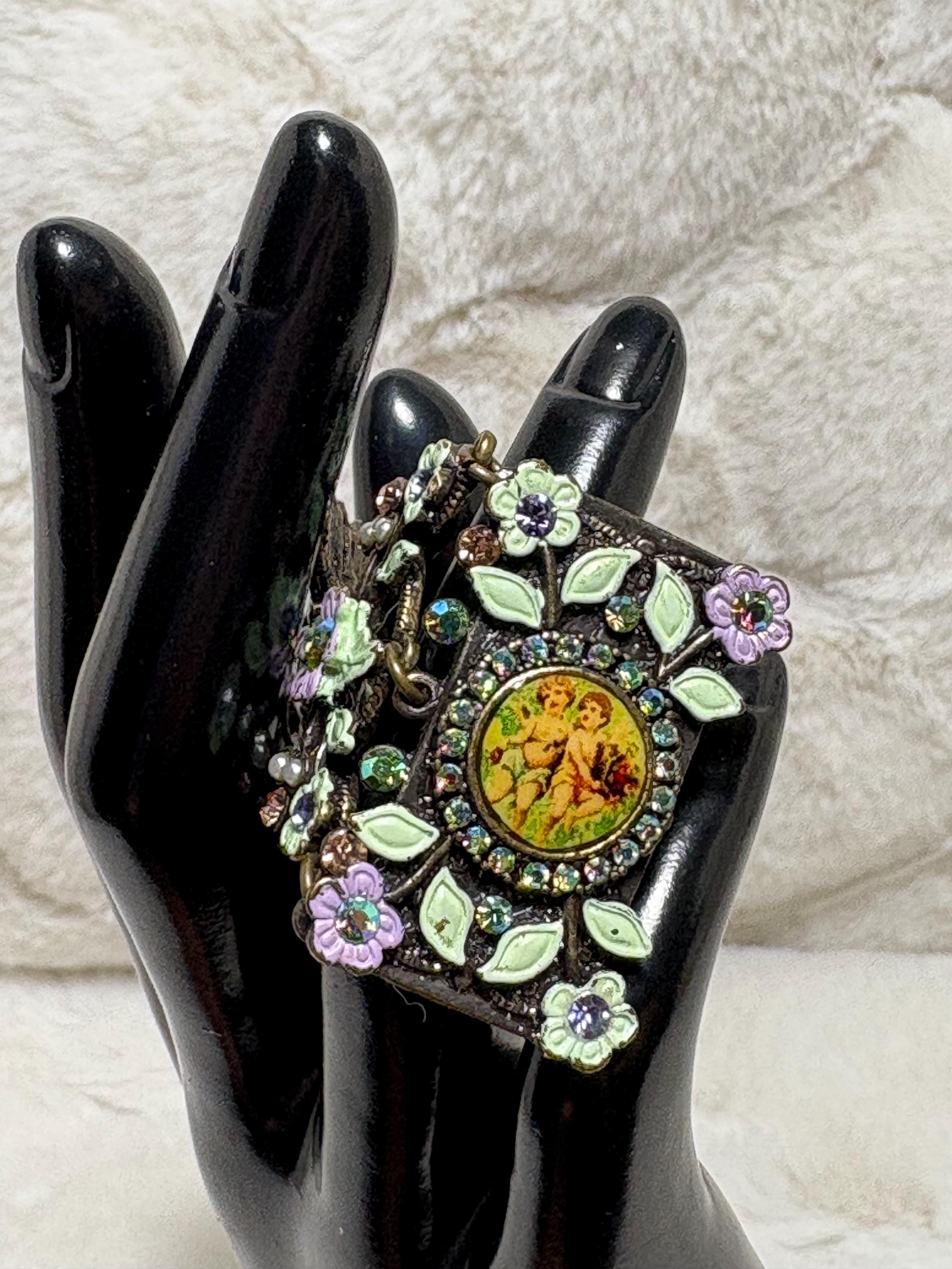 Michal Negrin Vintage Bracelet With Crystal, Enameled 