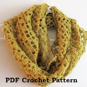 Crochet Scarf PDF pattern, non-twisted infinity scarf, simple scarf, chart included, ring-shape scarf, crochet cowl pattern, simple project
