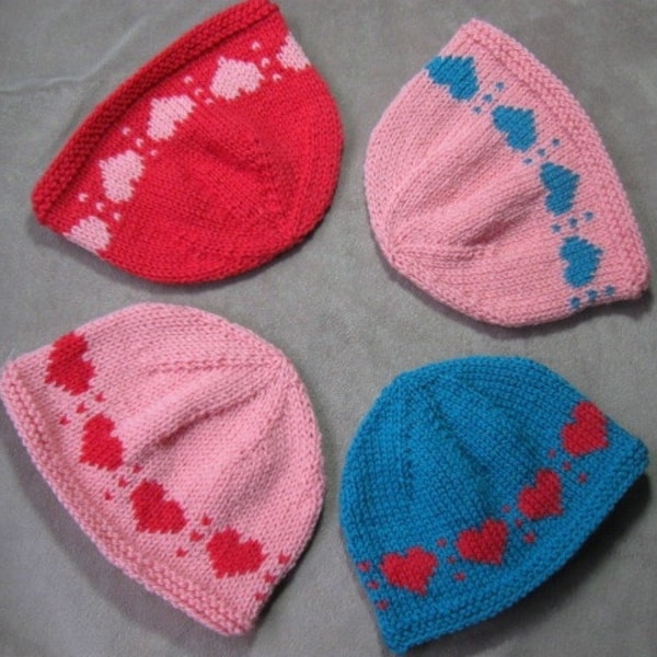 PDF pattern, Lovely Heart Beanie, fits for 2-4 years old child, very simple and cute hat pattern, valentine's day gift, little girl's hat