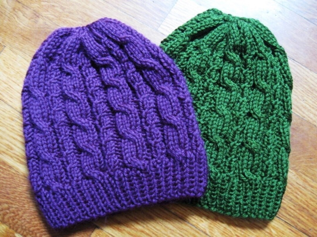 PDF Knitting Pattern, Simple Cable Hat Tutorial, Worsted Weight Yarn ...