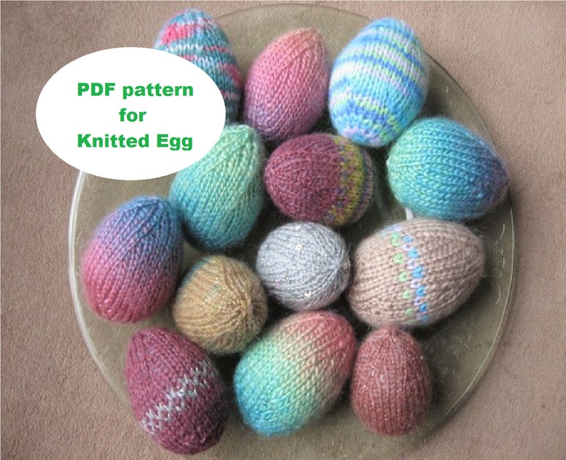 PDF knit pattern knitted egg pattern, easy and quick project, easter decoration egg, small knit project, any size of yarn works image 1
