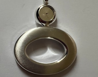 1 Satin Oval pendant setting with 8mm circular cup for fused glass cabochon - item #S173