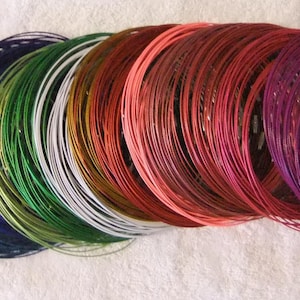 Necklace Wires 15 inch Screw Clasp color coated steel choker wire quantity 1