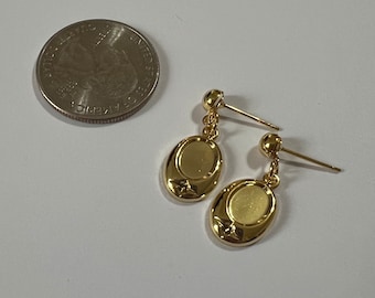 Gold plated dangle earring findings  for fused glass cabochons - item #S172