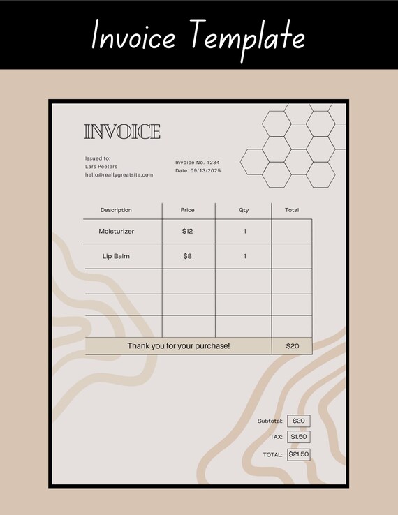 Invoice Template, Custom Invoice, Editable Invoice Template, PDF, Invoice Editable, Invoice Form, Small Business , Receipt Form, Download