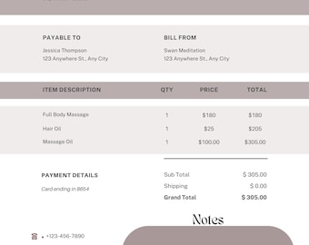 Invoice Template, Receipt Invoice, Canva Invoice Template, Canva, Editable Invoice, Customizable Template, Invoice Form, Receipt Template