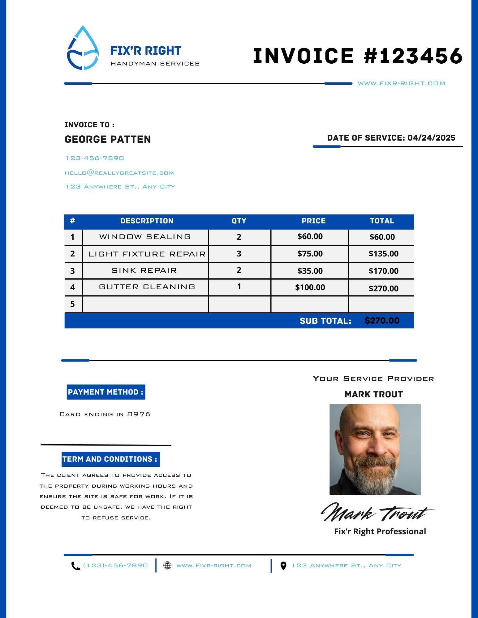 Invoice Template, Handyman, Auto Repair, Client Intake Form, Plumbing ...