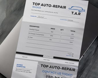 Invoice Template, Receipt Template, Customer Invoice, Receipt Form, Mechanical Invoice Template, Car Shop, Dealership Template, Auto Invoice