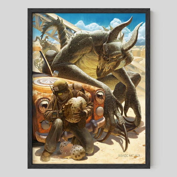 Fallout New Vegas Poster: Deathclaw and Courier Art Print