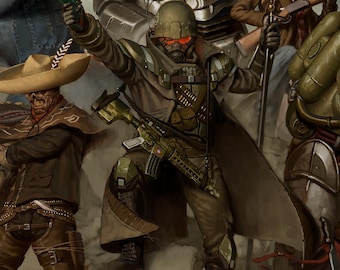 Fallout New Vegas Poster: The Second Battle of Hoover Dam | Courier Six, Boone, Cass, Raul, Rex, Veronica, Arcade, Lily, ED-E, NCR, Legion