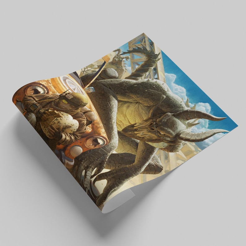Fallout New Vegas Poster: Deathclaw and Courier Art Print Unframed