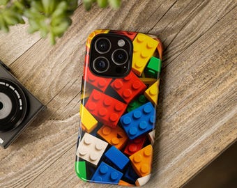 LEGO® Bricks Tough Phone Case, LEGO® Inspired Design, iPhone, Galaxy, Pixel, Glossy Finish
