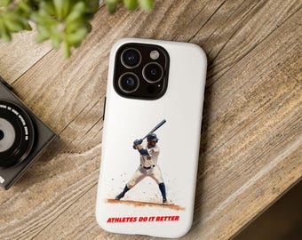 Baseball Tough Phone Case, Batter Up Design, iPhone, Galaxy, Pixel, Glossy Finish