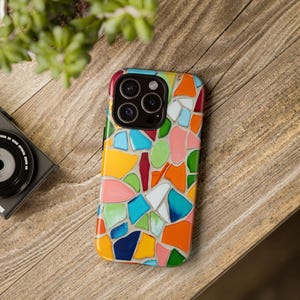 Mosaic Art Phone Case, Colored Tile Design, Glossy Finish Tough Case for iPhone, Samsung Galaxy, Google Pixel