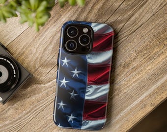 American Flag Tough Phone Case, Vivid Silky Design, iPhone, Galaxy, Pixel, Glossy Finish