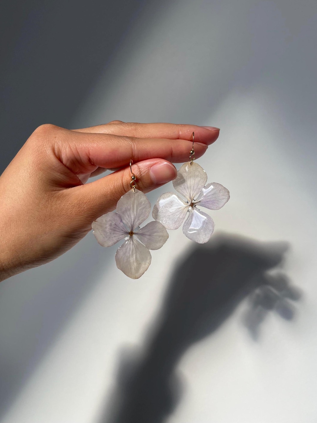 Boucles D'oreilles Pendantes Fleur Visage. Forget Me Not & Rose