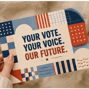 Vykort för väljarutåtkomst | Patchwork Our Future | GOTV-kampanjmaterial (4x6)
