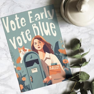 Election Postcard Pack - Childless Cat Lady Early Voting - Postcards for Mailing 4 x 6 - Postcards to Voters - Political Postcard