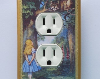 Fun OUTLET COVERS Alice in Wonderland switchplates & MATCHING Screws- Wonderland bedroom Alice outlet Alice Wonderland wall art decorations