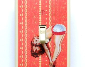 Pin up Switch Plate covers- Pinup girl bathroom pinup art exercise pinup gag switch adult wall art Pinup Gil Elvgren Famous pin up girls