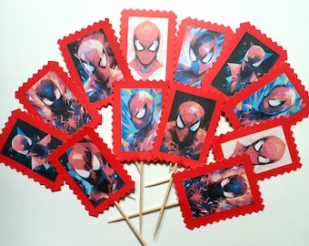 Spider Man party decorations Cupcake Toppers Spidey birthday party Spiderman toppers party decor cupcake decorations