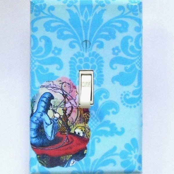 Blue nursery Wall Plates and Outlet covers & MATCHING SCREWS- Alice in Wonderland collectibles Wonderland baby boy nursery wall decorations