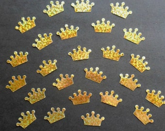 Sparkling GOLD CROWN STICKERS for collages, invitations, party decorations, letters, greeting cards- Sticky back ready to use punched crowns