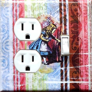 Combination plates with MATCHING SCREWS- Wonderland doubles & combo plates- Through the Looking Glass Alice in Wonderland combination plate