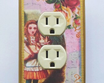 Fancy trimmed Alice in Wonderland switchplates with MATCHING SCREWS- Wonderland bedroom Alice outlets Alice Wonderland wall art decorations