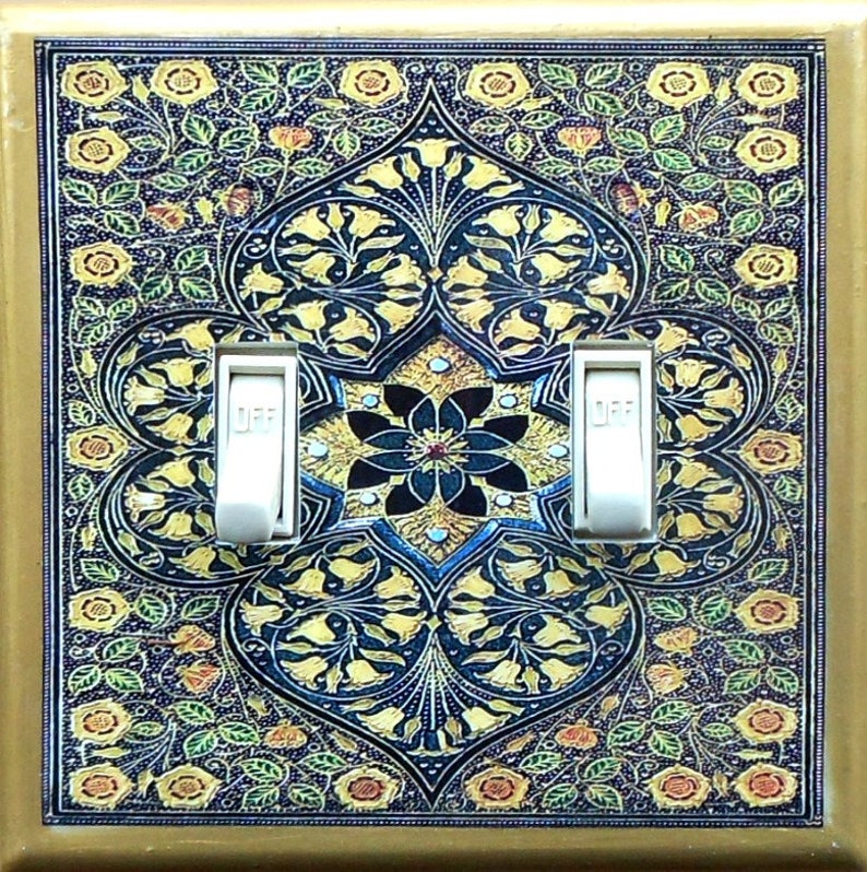 Art Nouveau DOUBLE switchplates and MATCHING SCREWS Art Nouveau switch cover Art Nouveau wall Art Deco William Morris print Will Morris art image 6