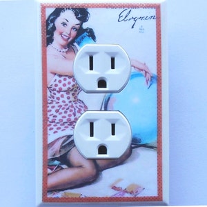 Newest PIN UP Switch plates Outlets & ROCKERS Retro pinup art wall decoration pinup poster light switch covers pin up wall decor rockabilly Girl with globe