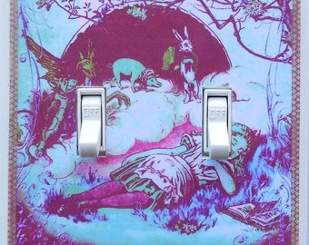 Alice Switch plates with MATCHING SCREWS- PURPLE selections Alice wall art Alice in Wonderland nursery predominately purple Alice prints art