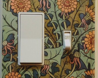 Art Nouveau DOUBLES Combos OUTLETS & Rocker Switch plates with MATCHING Screws- Art Nouveau wall decoration Art Nouveau switch covers Morris